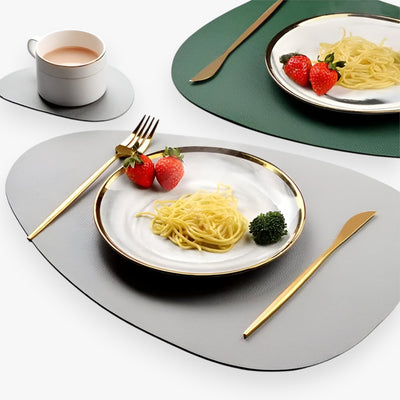 Reversible Waterproof Faux Leather Dining Table Placemat Set
