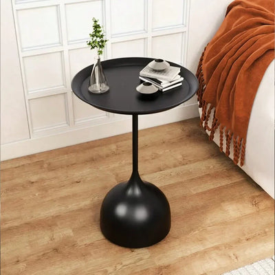 Scandinavian Round Metal Side Table for Living Room or Bedroom