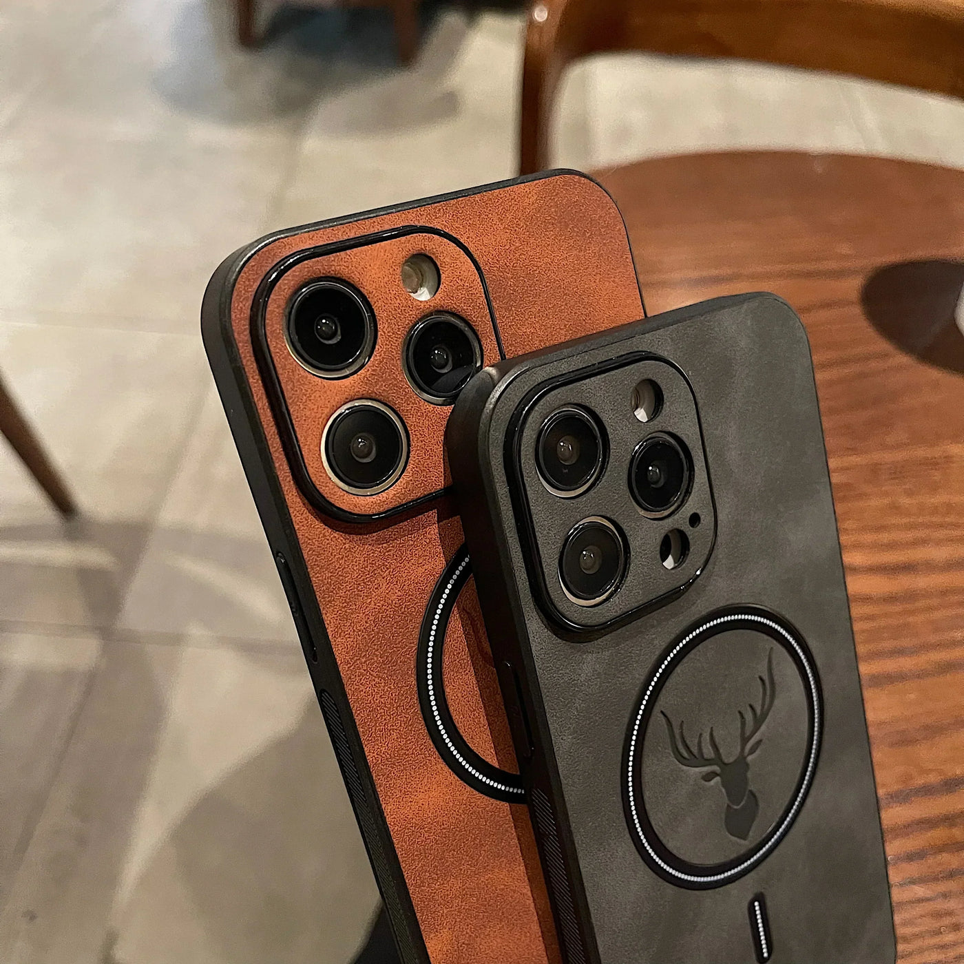 Deer Leather iPhone Case MagSafe Wireless Charging