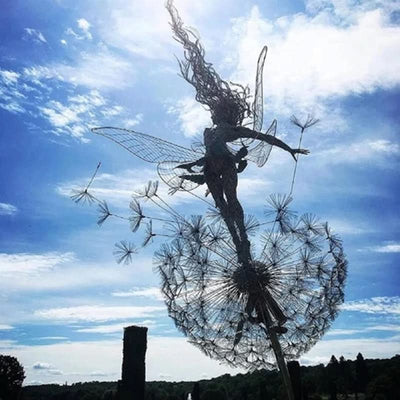 Metal Fairy Garden Sculpture Outdoor Lawn Decor