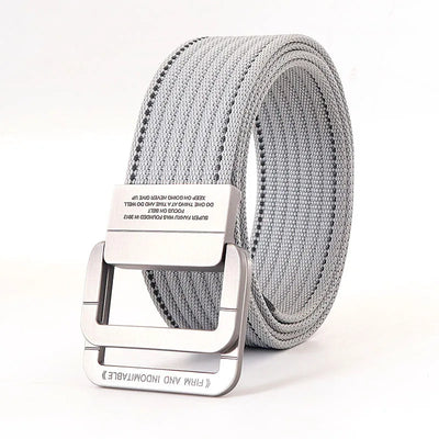 Unisex Canvas Belt – Double Metal Ring Buckle, Adjustable
