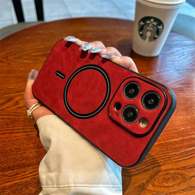 Deer Leather iPhone Case MagSafe Wireless Charging