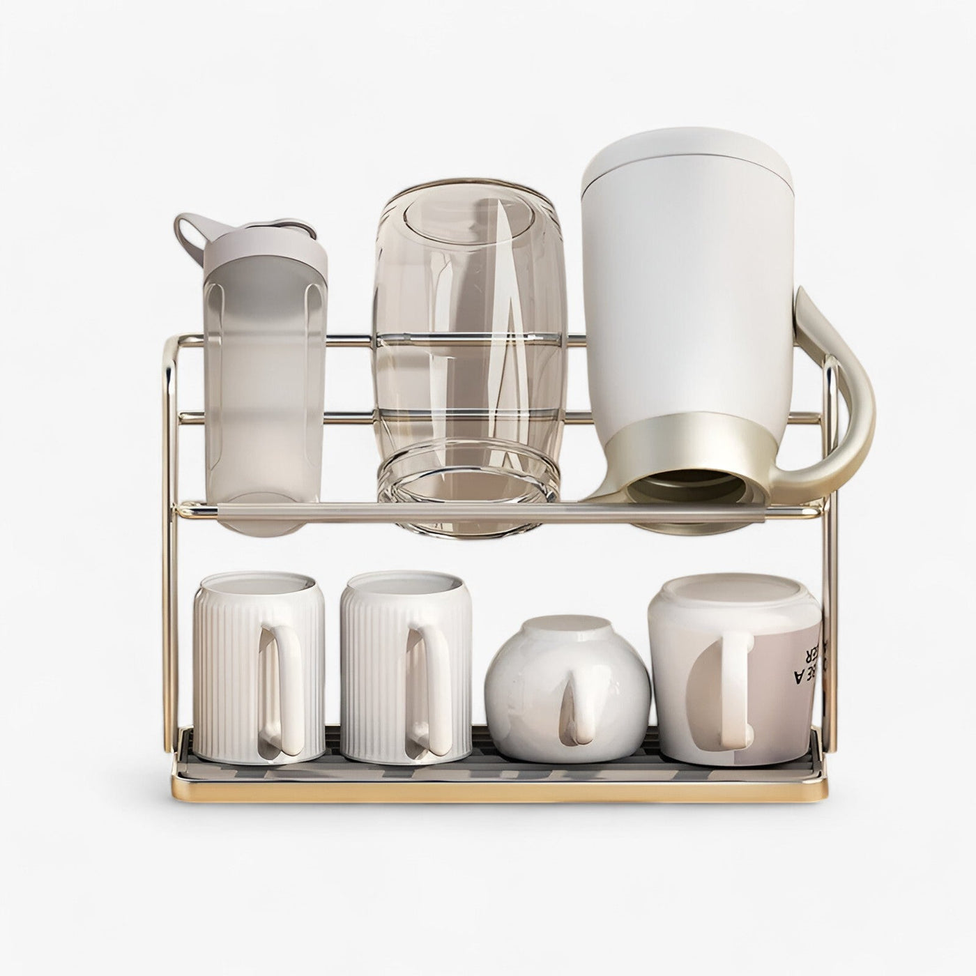 Double Layer Stainless Steel Cup Rack for Kitchen