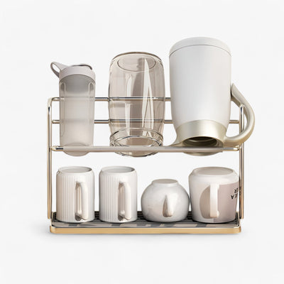 Double Layer Stainless Steel Cup Rack for Kitchen