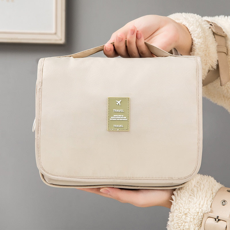 Roll-Up Travel Makeup Bag with Hook