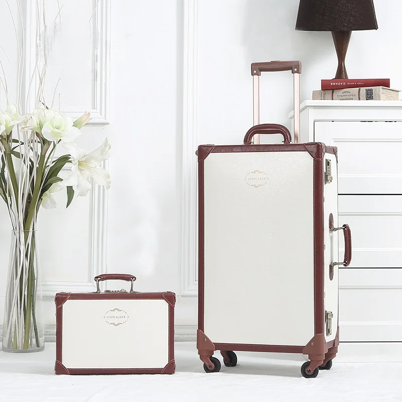 Retro Hard Shell Suitcase Set with Wheels and Combination Lock