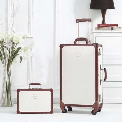 Retro Hard Shell Suitcase Set with Wheels and Combination Lock