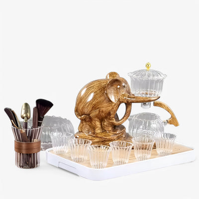 Elephant Glass Tea Set with Heat-Resistant Pot