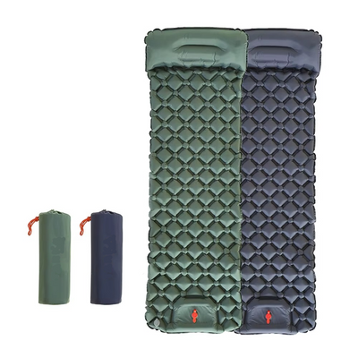 Inflatable Camping Sleeping Pad with Built-In Pillow for Hiking
