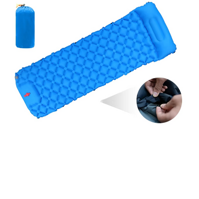 Inflatable Camping Sleeping Pad with Built-In Pillow for Hiking