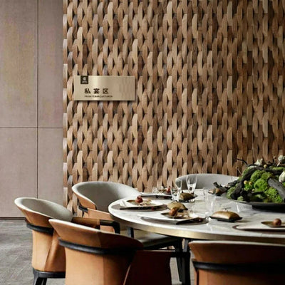 3D Solid Wood Mosaic Wall Panel with Acoustic Design