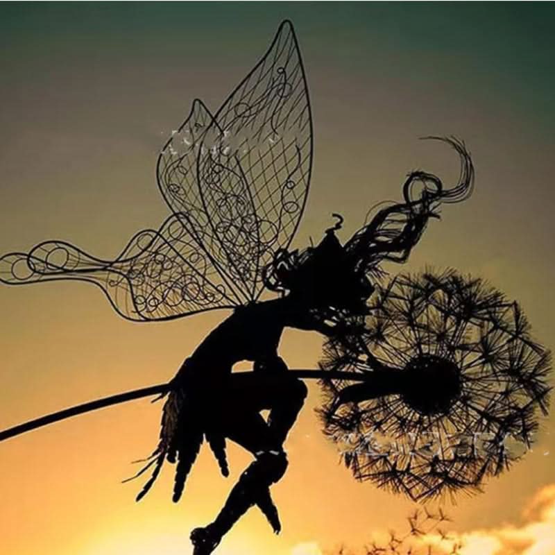 Metal Fairy Garden Sculpture Outdoor Lawn Decor