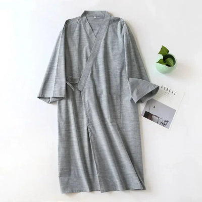 Men’s Cotton Kimono Nightgown Sleepwear with Belt 2024