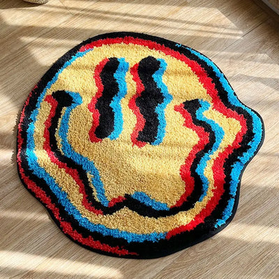 Round Soft Smiley Face Rug – Non-Slip Plush Carpet