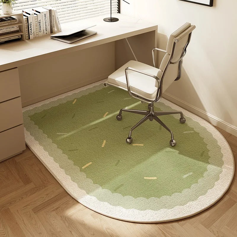 Sara Round Chair Mat Beige Striped Non-Slip Office Rug