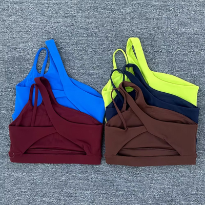 Women’s Shockproof Sports Bra with Oblique Shoulder Straps for Fitness