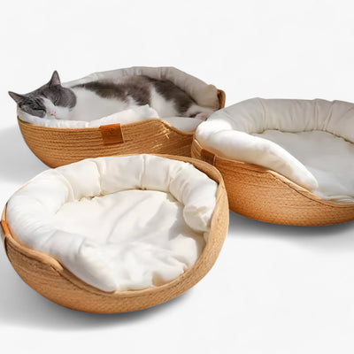 Handwoven Bamboo Pet Bed with Soft Cushion – Luna Nest