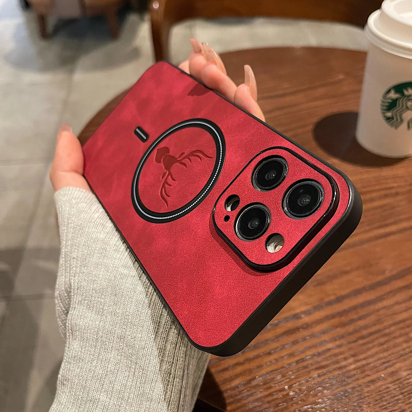 Deer Leather iPhone Case MagSafe Wireless Charging