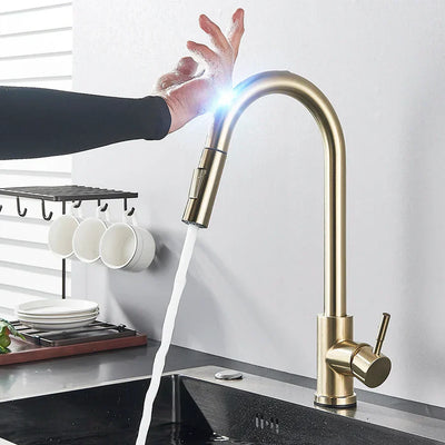 Touch Sensor Kitchen Faucet with Pull-Out Spray