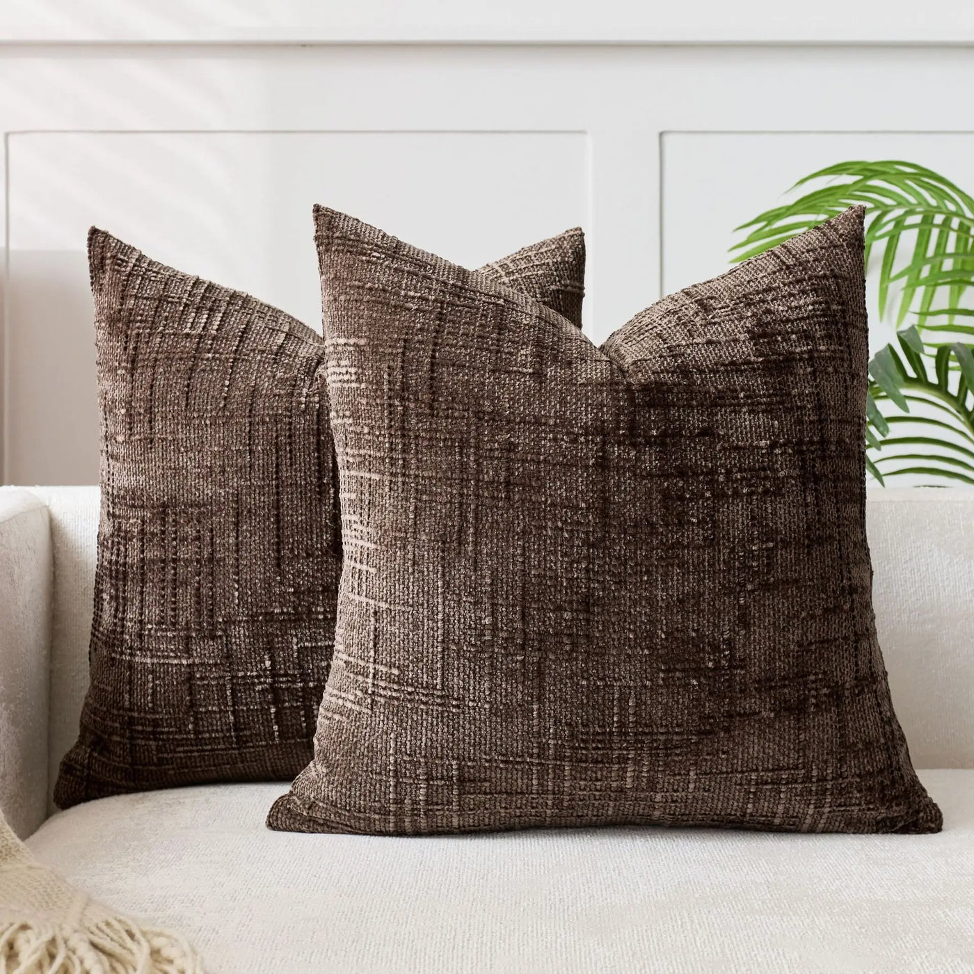 Chenille Throw Pillow Cover Bamboo Texture Solid Color