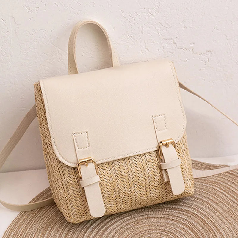 Boho Wicker Backpack Purse for Summer