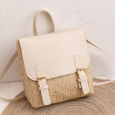 Boho Wicker Backpack Purse for Summer