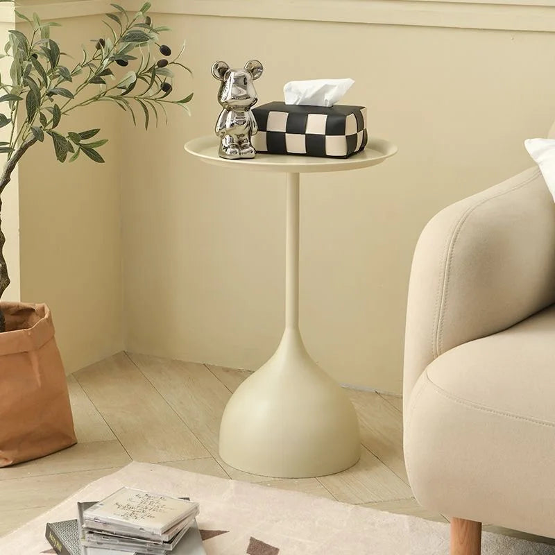 Scandinavian Round Metal Side Table for Living Room or Bedroom
