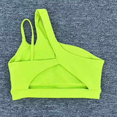 Women’s Shockproof Sports Bra with Oblique Shoulder Straps for Fitness
