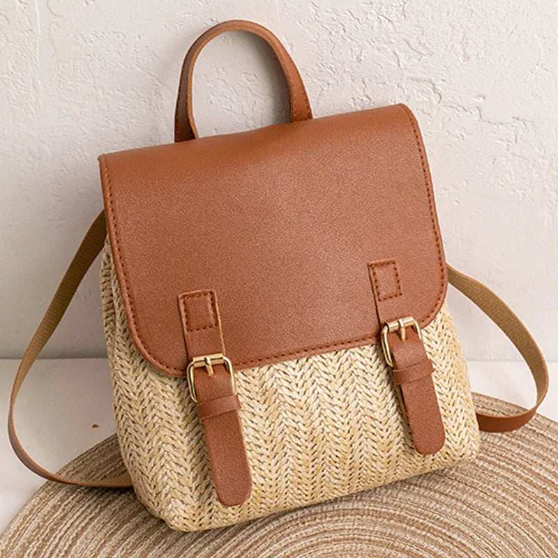 Boho Wicker Backpack Purse for Summer