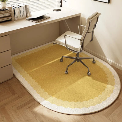 Sara Round Chair Mat Beige Striped Non-Slip Office Rug