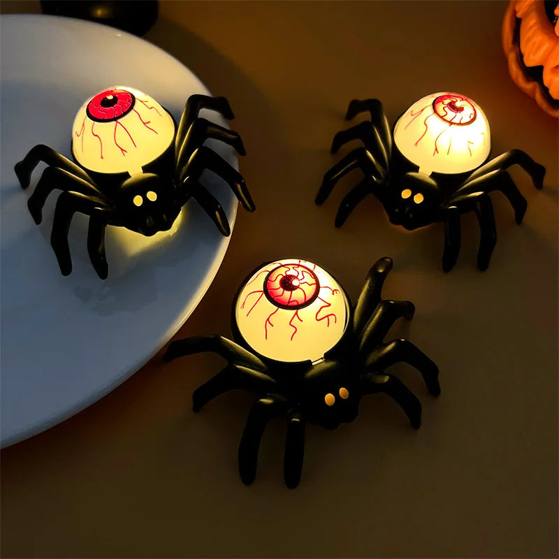 Halloween LED Skull & Spider Lamp – Spooky Home Decor