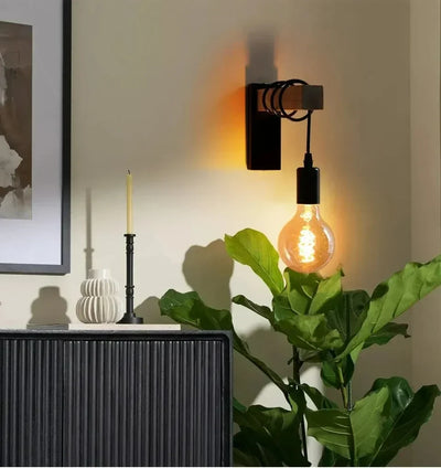 Vintage Wood & Iron Wall Lamp – RetroLume E27