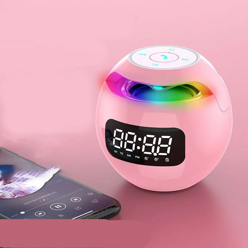 Digital LED Alarm Clock with Bluetooth Speaker & Colorful Night Light – Motion Sensor, Rechargeable, 5W Sound
