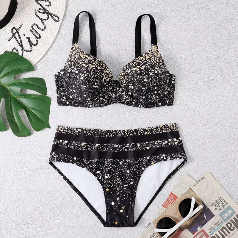 Tropical High-Waist Bikini Set for Women