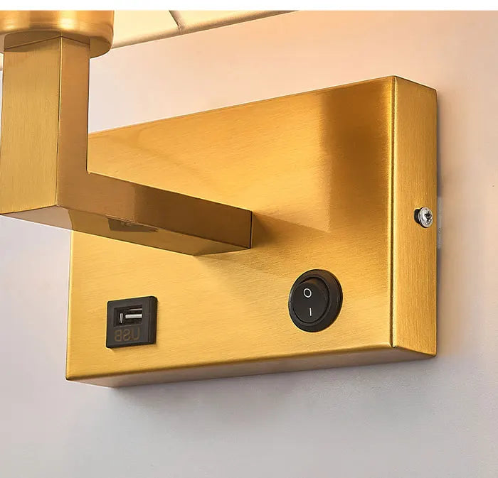 Modern Wall Lamp with Stainless Steel Base & Fabric Shade