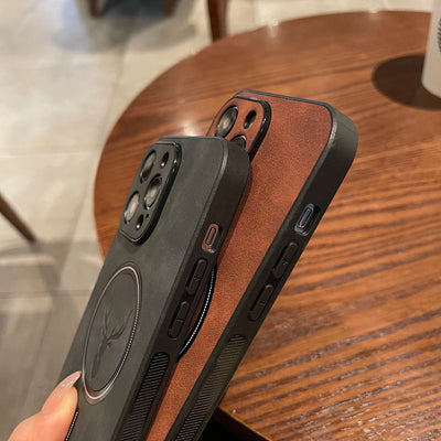 Deer Leather iPhone Case MagSafe Wireless Charging