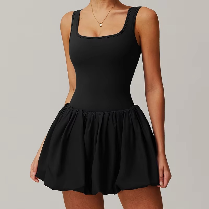 Women’s Sleeveless Tennis and Running Dress with Built-In Skirt