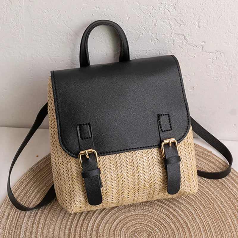 Boho Wicker Backpack Purse for Summer