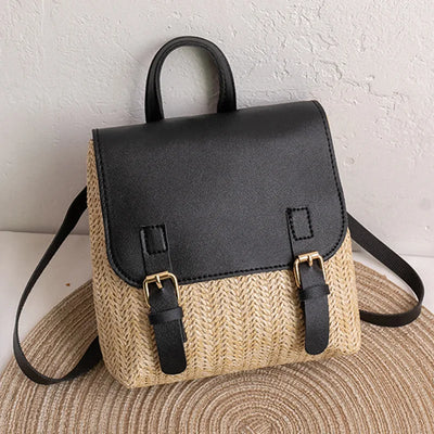 Boho Wicker Backpack Purse for Summer