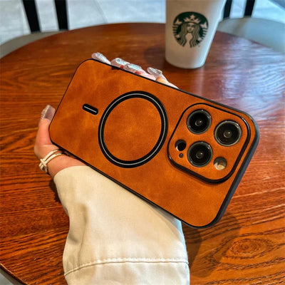 Deer Leather iPhone Case MagSafe Wireless Charging