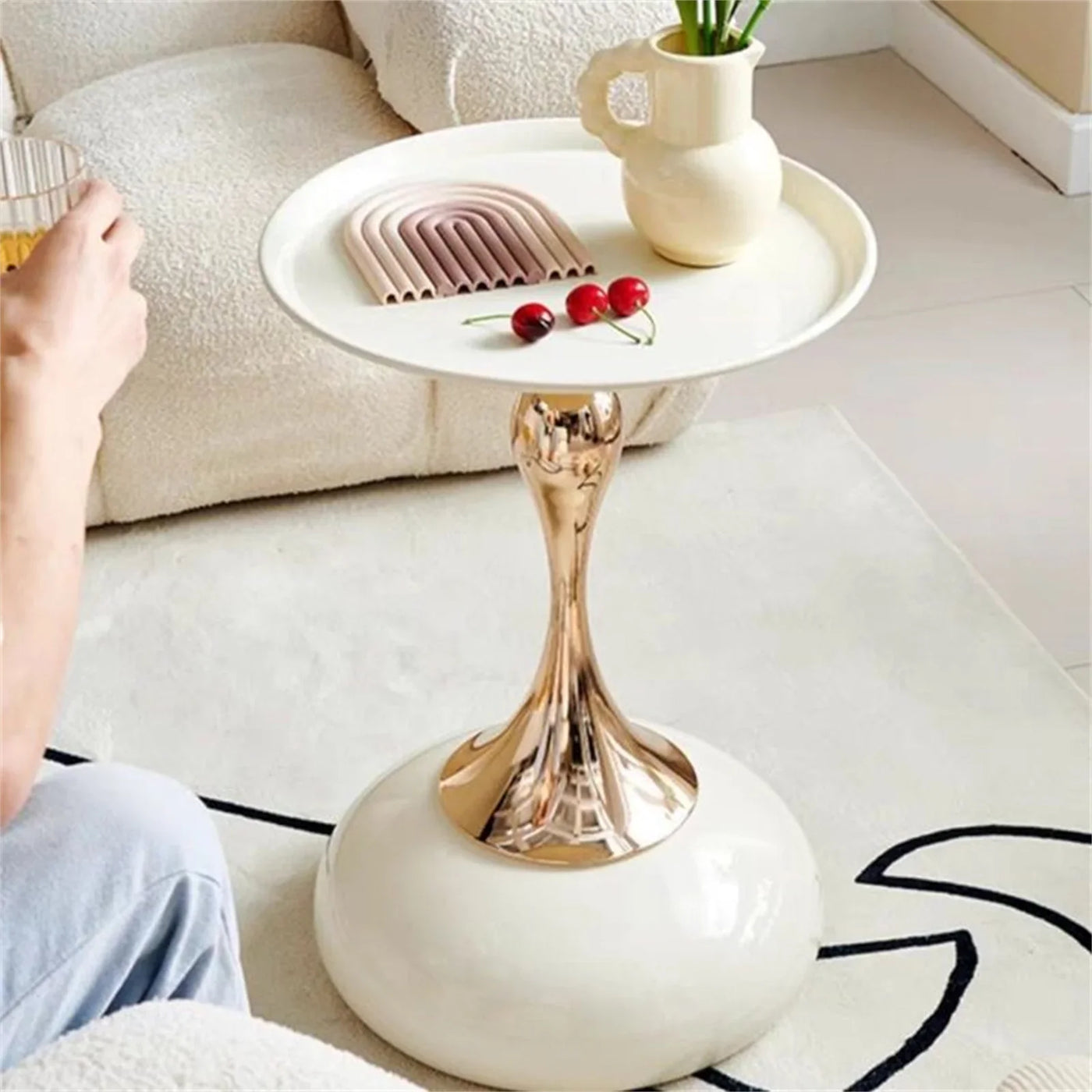 Italian Design Small Round Metal Side Table for Living Room