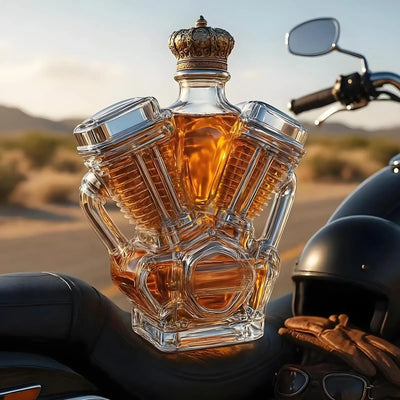 Motorcycle Whiskey Bottle Glass Decanter
