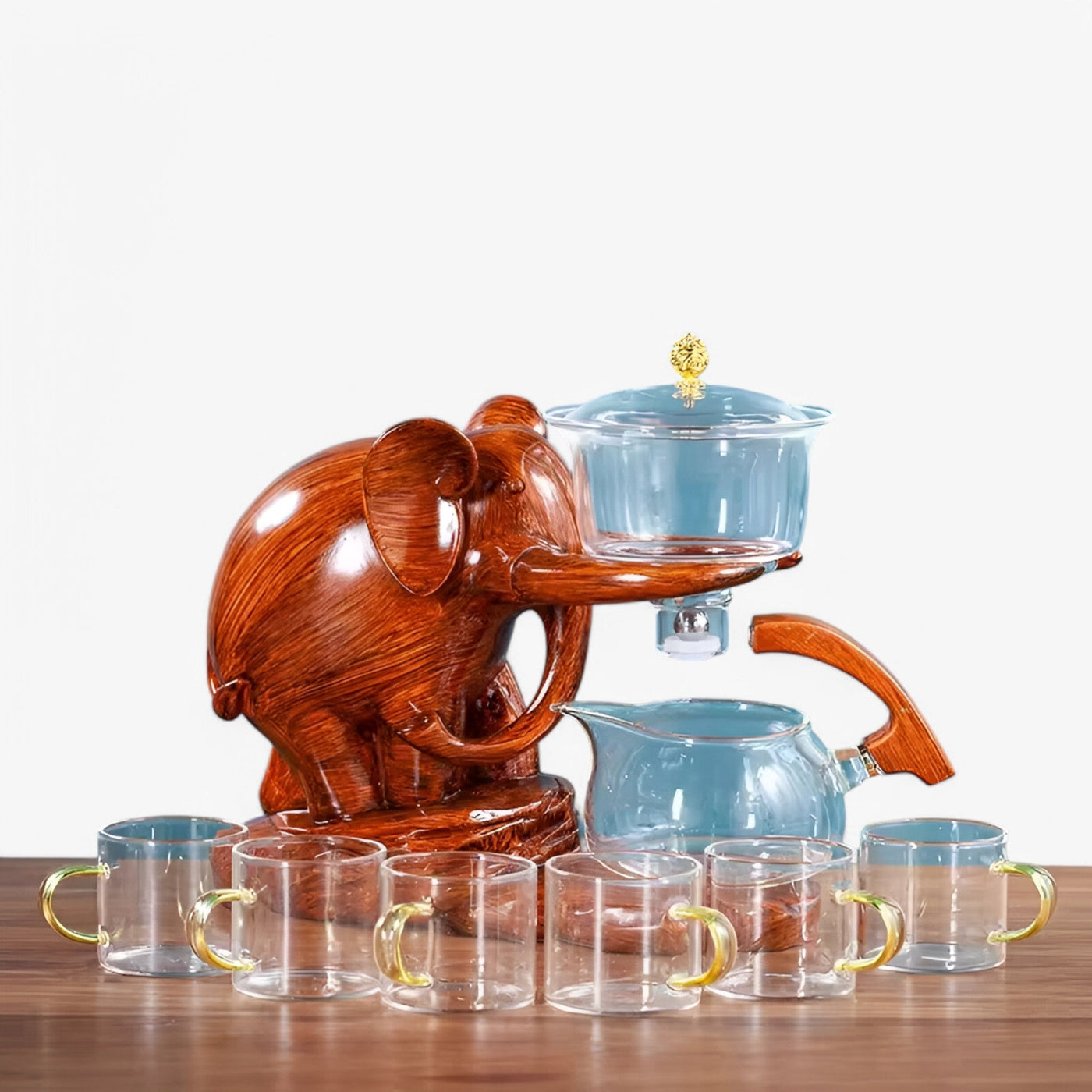Elephant Glass Tea Set with Heat-Resistant Pot