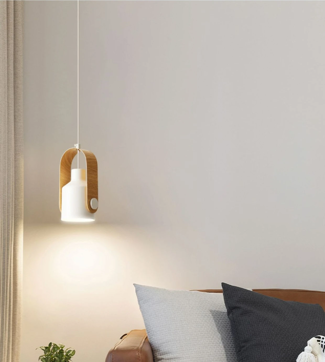 Nordic Wood & Metal Pendant Spotlight – Minimalist Hanging Light