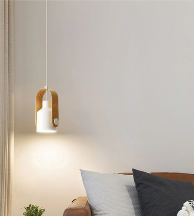 Nordic Wood & Metal Pendant Spotlight – Minimalist Hanging Light