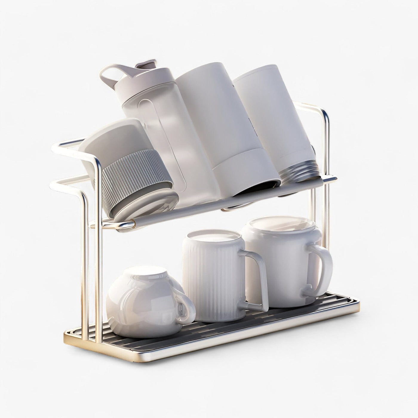 Double Layer Stainless Steel Cup Rack for Kitchen