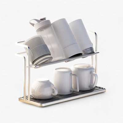 Double Layer Stainless Steel Cup Rack for Kitchen