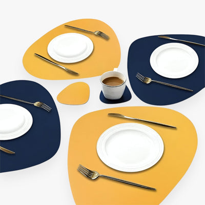 Reversible Waterproof Faux Leather Dining Table Placemat Set
