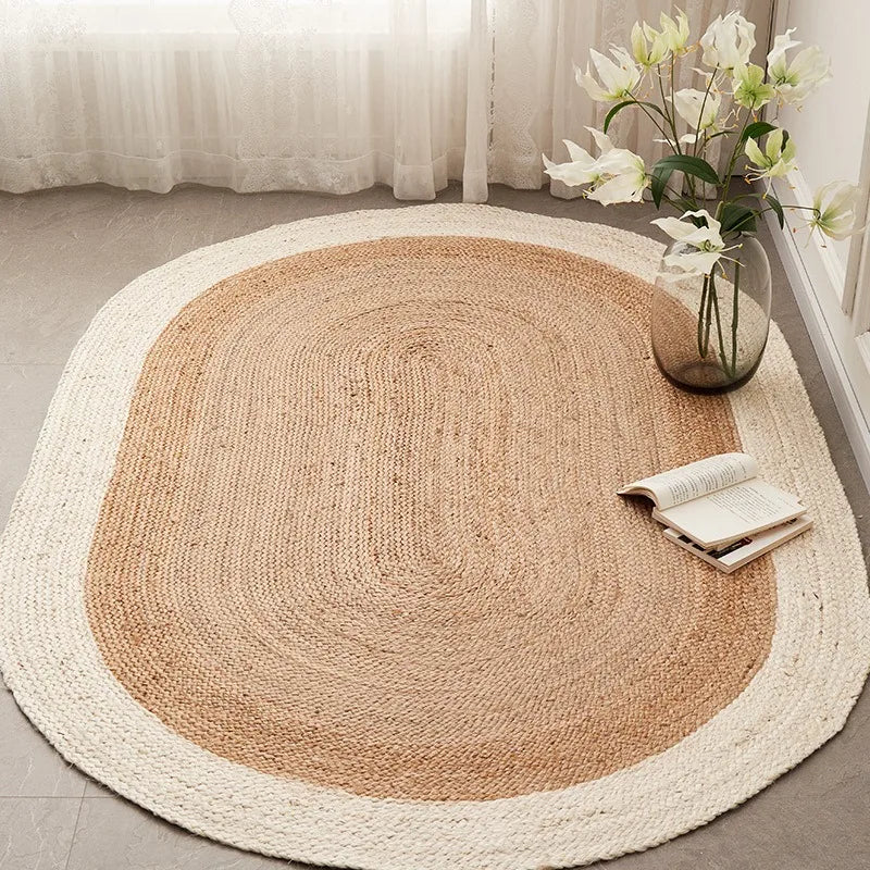 Handwoven Jute Reversible Rug for Living Room and Bedroom
