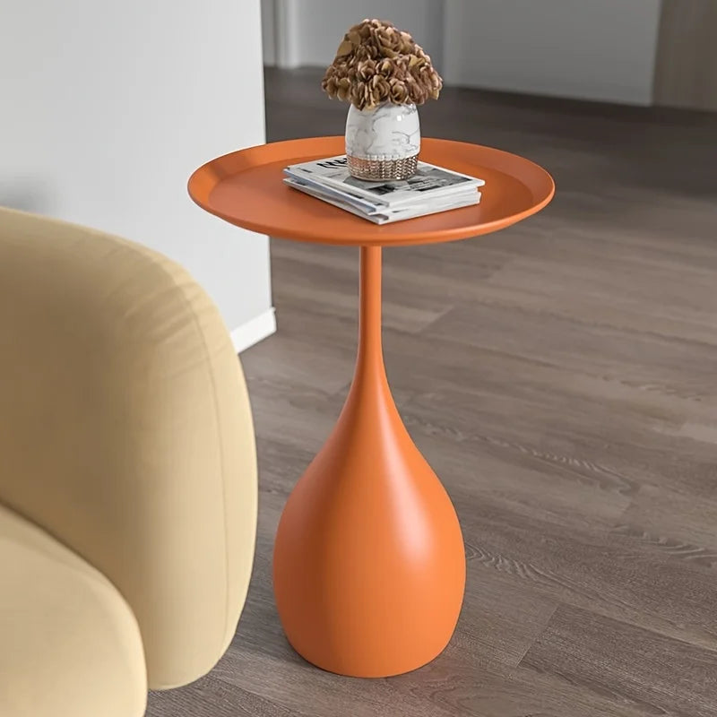 Mobile Round Side Table with Wheels Modern Design